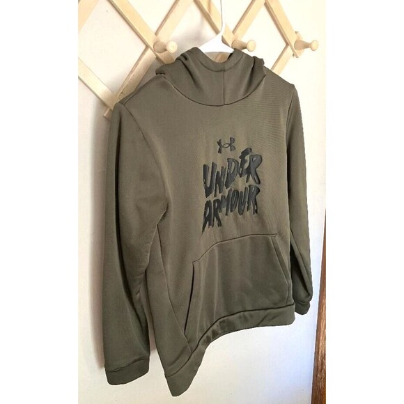 Under Armour Dark Green Hoodie Kids Pullover Size YLG 25x16 Back to School - Picture 3 of 10